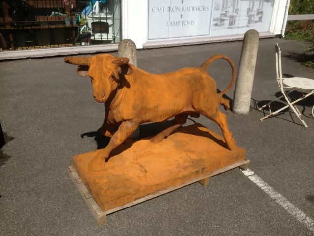 Large Cast Iron Bull,Raging Bull , El Toro ,Taurus sign Sculpture of Red Bull 2