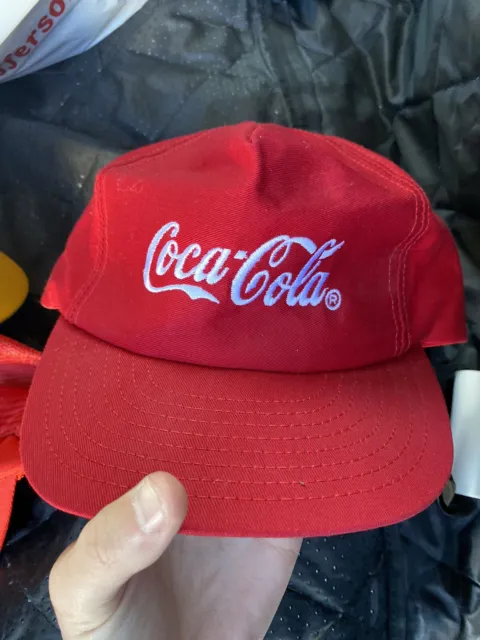 Vintage Enjoy Coca Cola Script Snapback Hat Cap Red Soda Pop Made In USA