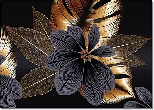 Diamond Painting Erwachsene Blumen 40x60cm - 5D Diamond Painting Set Gold Blatt