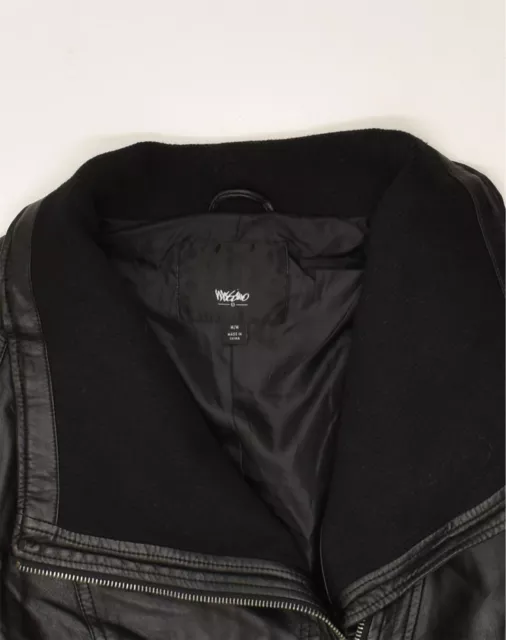 MOSSIMO Womens Leather Jacket UK 12 Medium Black Faux Leather AI12 3
