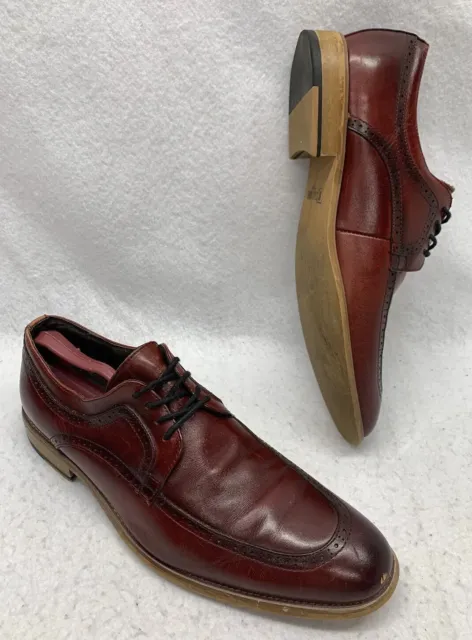 STACY ADAMS DICKINSON Brogue Leather Cognac Lace Up Dress Shoes Red Men ...