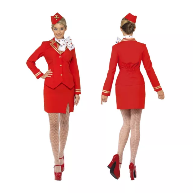 Ladies Air Hostess Plane Cabin Crew Stewardess Uniform Fancy Dress Hen Costume