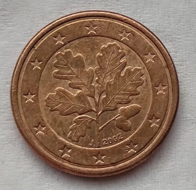 1 Euro Cent Münze - Deutschland - Jahr 2002 Buchstabe: J - Selten - für Sammler
