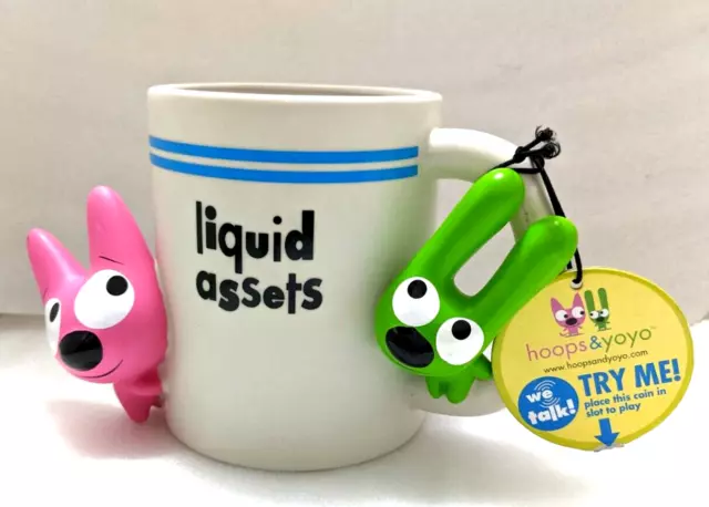 PS. Vintage Hallmark Hoops and Yoyo Talking Coin Bank "Liquid Assets" 4.5" Tall