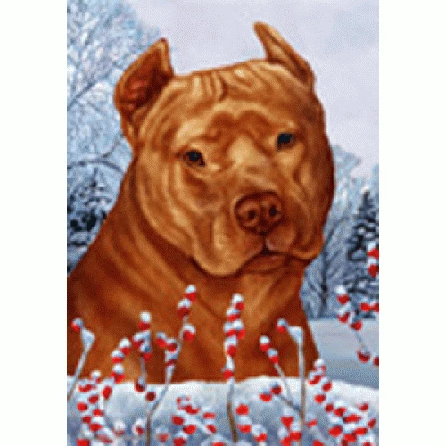 Winter Garden Flag - Orange American Pit Bull Terrier 154061