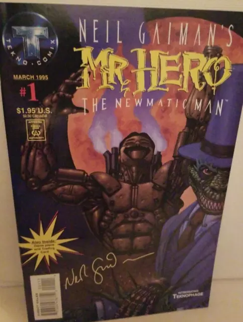 MR HERO 1 GOLD SIGNATURE EDITION NEIL GAIMAN SANDMAN 1 Newmatic Man Tekno signed