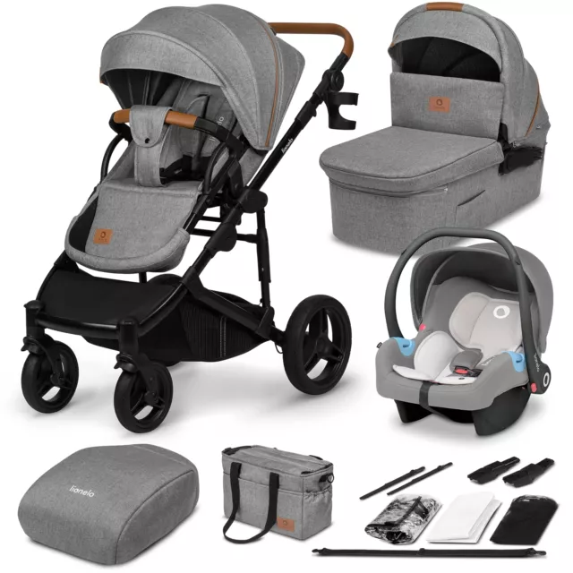 Lionelo Mari Tour 3in1 Kinderwagen max. 22kg Kombi Buggy Tragewanne Grau B-WARE