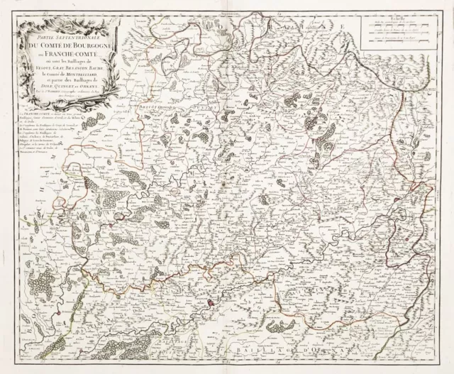 Bourgogne Ornans Besançon Gray Franche-Comté France Karte map carte Vaugondy