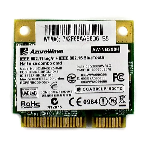 Azurewave Broadcom BCM943225HMB scheda mini PCI-E wireless 300 Mbps Wifi + BT3.0