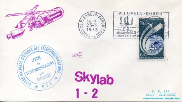 SKYLAB 2 Tracking Pleumeur-Bodou France Space cover dated 25-5-1973 launch day !