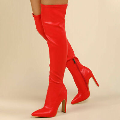 Damen Schuhe Stiefel Overknee Stiefel Francesco Russo Overknee-Stiefel in Rot 