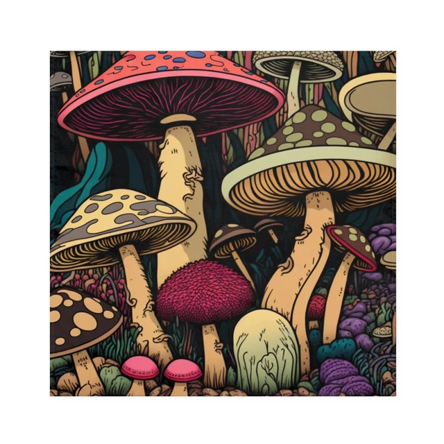 Mushrooms Napkins- Set of 4 Pieces Mushroom Forest Fall Autumn 19" × 19"