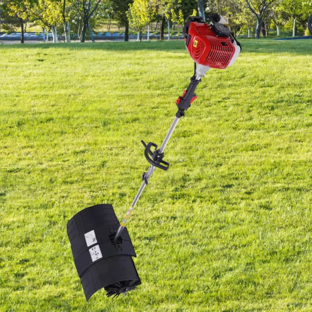 Gas Power Nylon Broom Handheld Sweeper 52cc Driveway Turf Grass Snow Dirt Clean