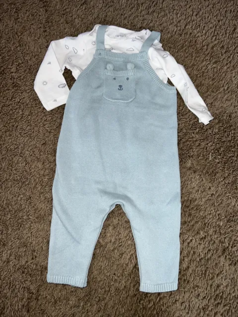 NEW NWT Carters Boys 6 Months Adorable Knit Overall Pant Set