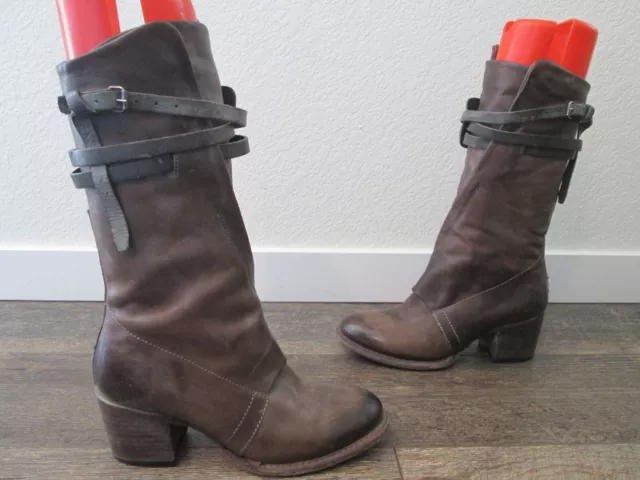 FREEBIRD BY STEVEN Caden Boots Women 9M Shoes Brown Red Leather Straps Heeled 139.82 PicClick