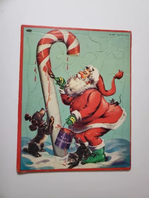 Vintage Whitman 1950s Santa Claus Frame Tray Puzzle #4424