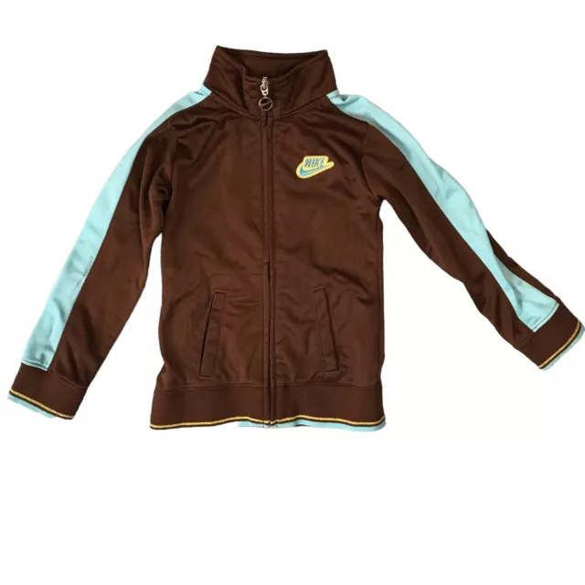 Nike Girls 6 Jacket Brown and Blue Zip Up Athletic Wear Track Casual