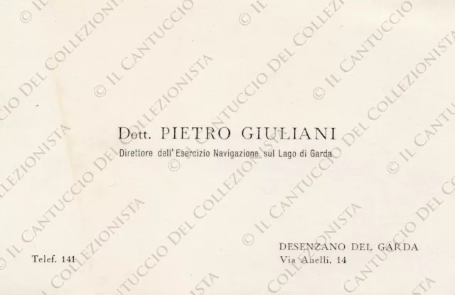 Dott Pietro Giuliani Direttore navigazione Lago Garda Desenzano *biglietto