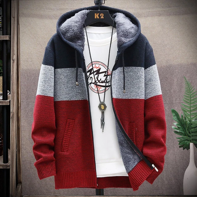 Winter Men's Thick Warm Fleece Lined Hooded Hoodie Zip Up Coat Jacket Sweatshirt
