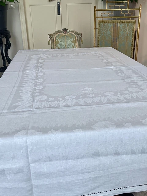 LINGE ANCIEN Service de table 2 chiffres GP  Lin 1 nappe 10 serviettes Ref-2183