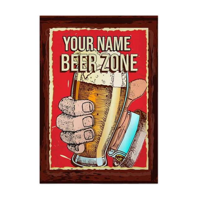 Personalisierte Bierzone - A4 Metallschilddruck - Rahmenoptionen verfügbar 6