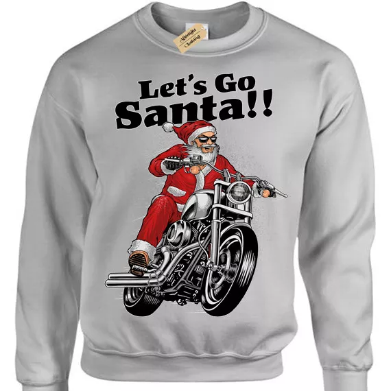 Let's Go Santa christmas jumper mens womens biker motorcycle