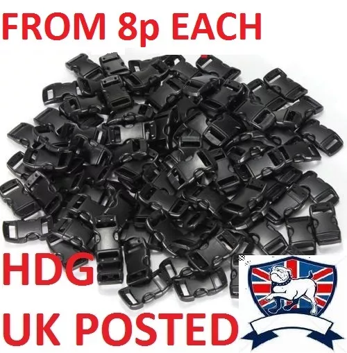 BULK 100x 10mm 3/8 CONTOURED QUICK RELEASE BUCKLE CLIP-PARACORD BRACELET WEBBING