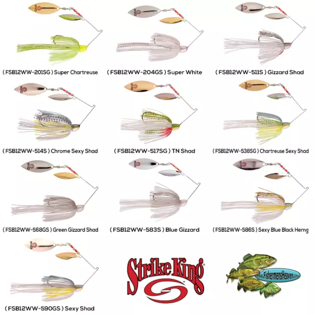 Strike King Spinnerbaits KVD 1/2oz Double Willow Finesse Any 10 Colors FSB12WW