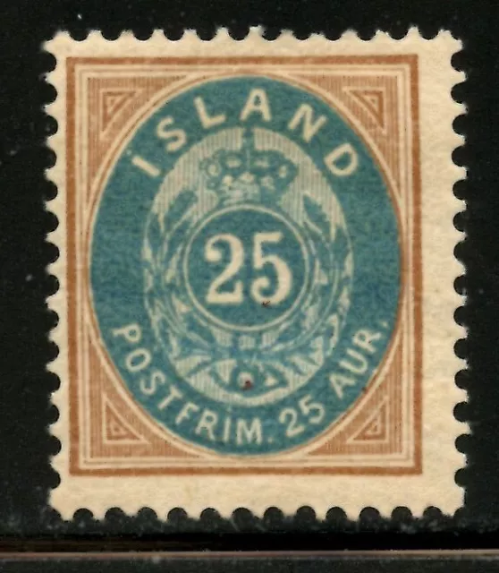 ICELAND 29, 1900 25a NÚMERO, COMO NUEVO, LH, BISAGRA REMANENTE (ICE434)