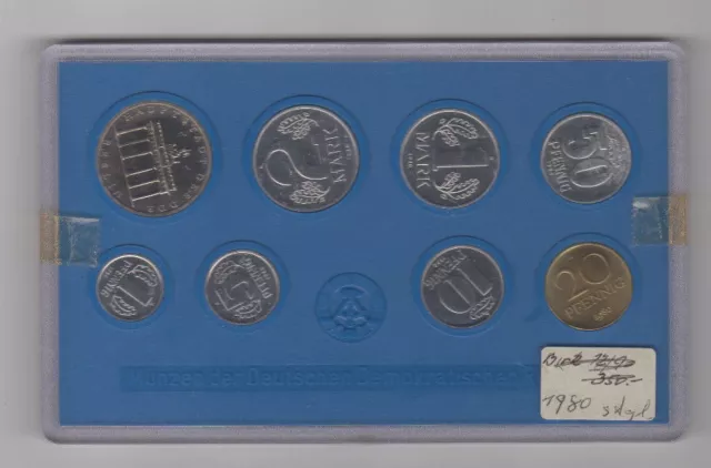 Kursmünzensatz DDR von1980 Stempelglanz
