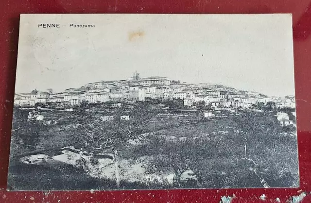 cartolina penne pescara panorama formato piccolo 1924