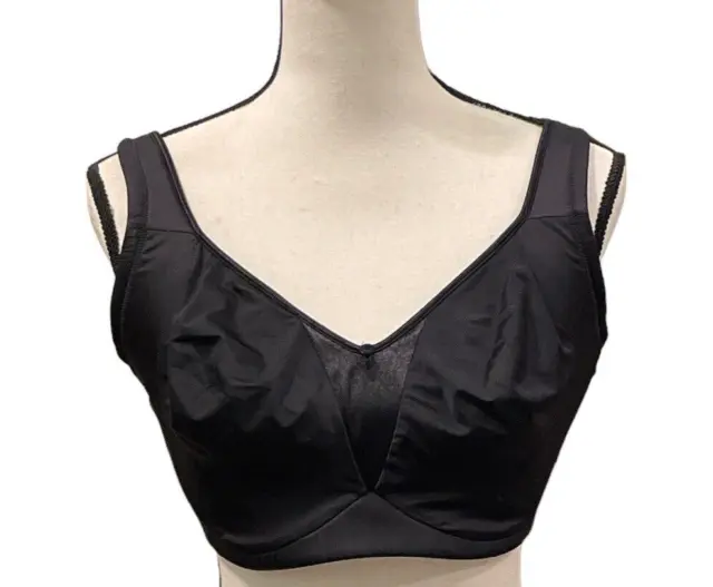 Olga Womens Signature Support Satin Wire Free 2 Ply Bra Size 42DD Black