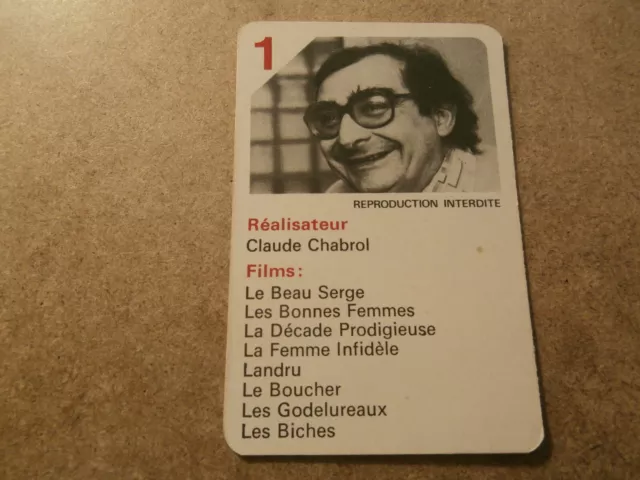 CLAUDE CHABROL, RARE VINTAGE 70s "ROOKIE" CARD, COLLECTOR (JT29)