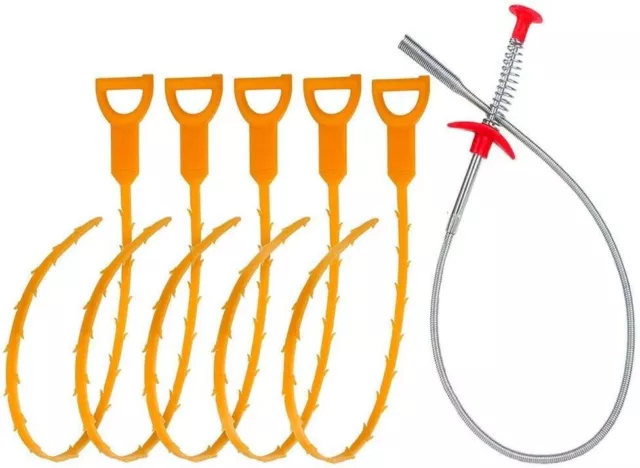 3 Pack 19.6 Inch Drain Snake Hair Drain Clog Remover Cleaning  Tool,orange,pp With Good Toughness