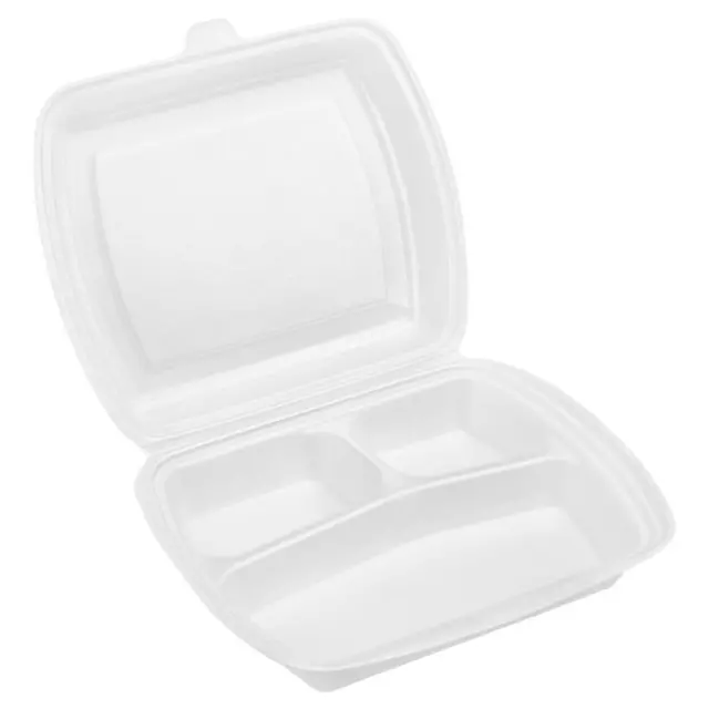 200 Menüboxen Styropor Weiß Lunchboxen Imbiss To-Go 23x19x7,5cm Sehr Stabil 3