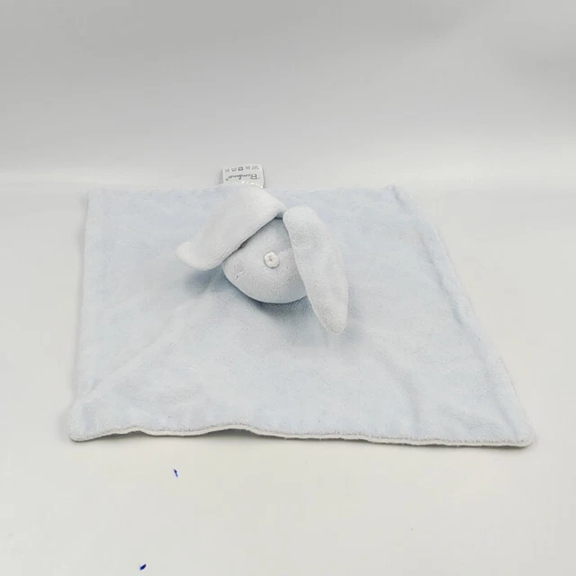 Doudou plat carré lapin bleu blanc BAMBINO - 33197