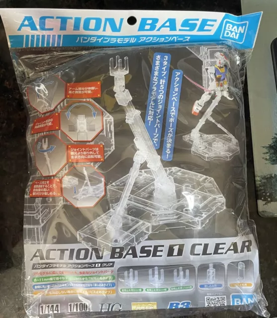 NEW Bandai Hobby Action Base 1 Display Stand (1/100 Scale), Clear  Gundam Figure