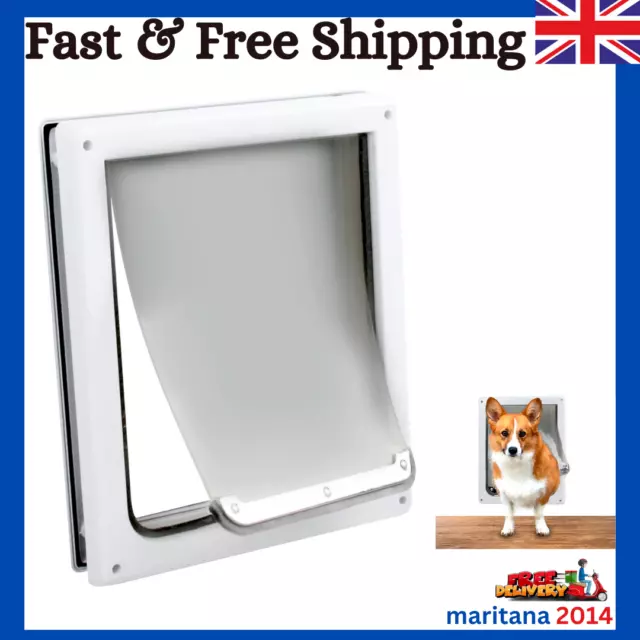 Extra Large Dog Pet Door XL Flap 380 x 470 mm 2 Way White Gate Lockable Entrance