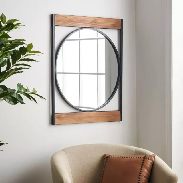 Industrial Metal Wall Mirror Modern Farmhouse Rustic Country Entry Round Square