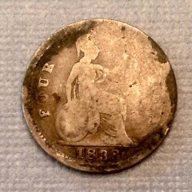 ~ 1838 Great Britain Victoria Silver Fourpence  - free US shipping & handling