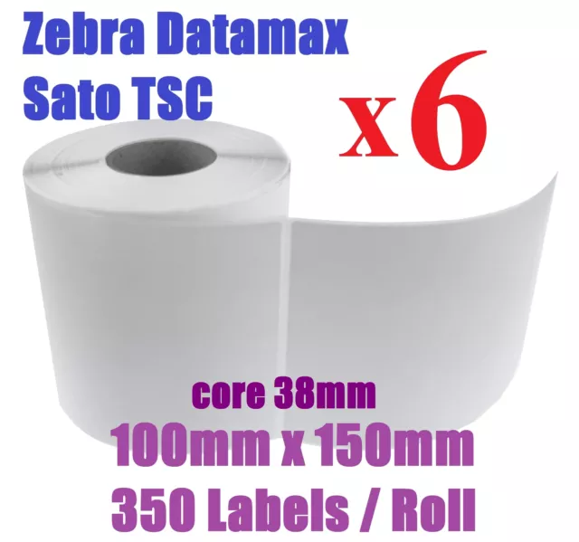 6 x Direct Thermal Shipping Labels 100 x 150 mm 4x6 Fastway Startrack Zebra TSC