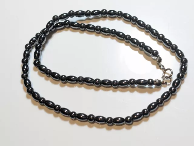 Sterling Silver clasp hematite beaded Necklace boho hippie layering