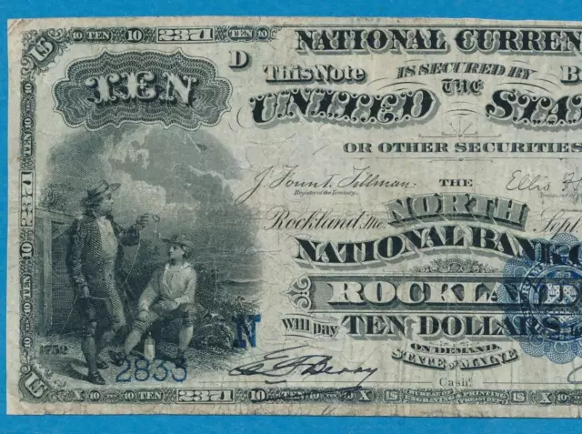 $10. 1882  Date Back #2371 The North  National Bank Of Rockland Maine