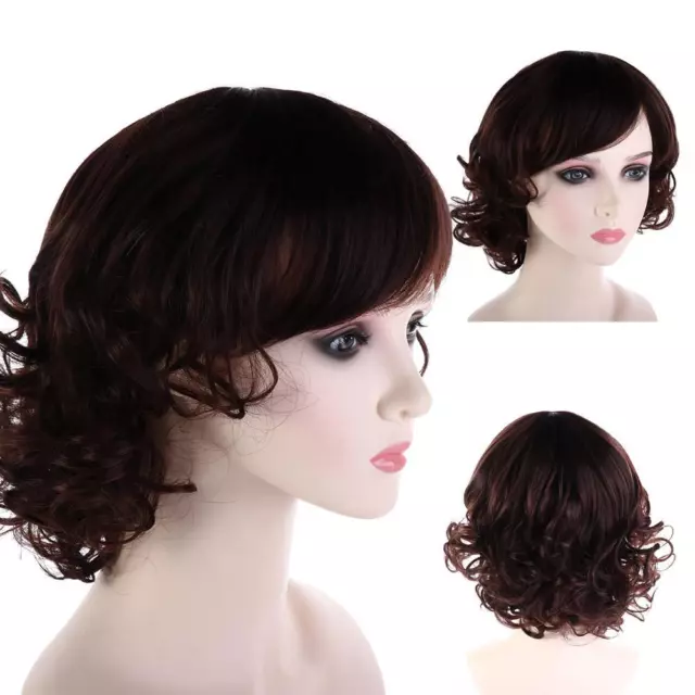 Female Ladies Curly Wigs Syhthetic Wig Short Brown Wavy Wig Women Bob Hair