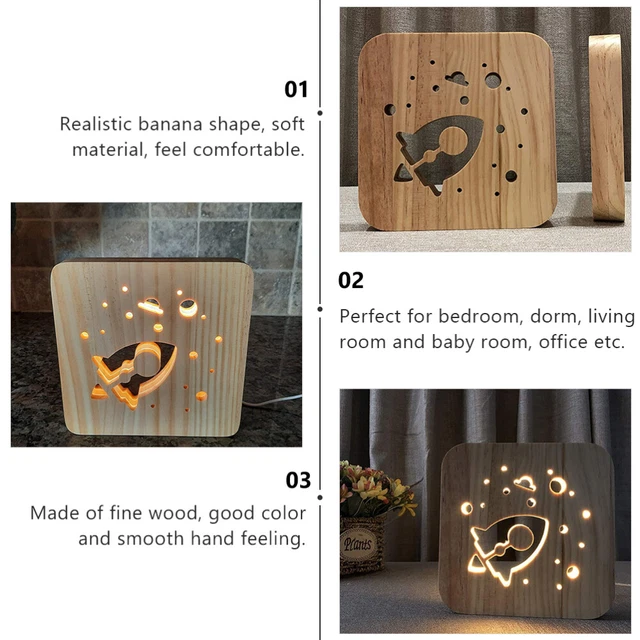 NIGHT LIGHT WITH USB Cable Creative Rocket LED Novel Table Lamp Desk £