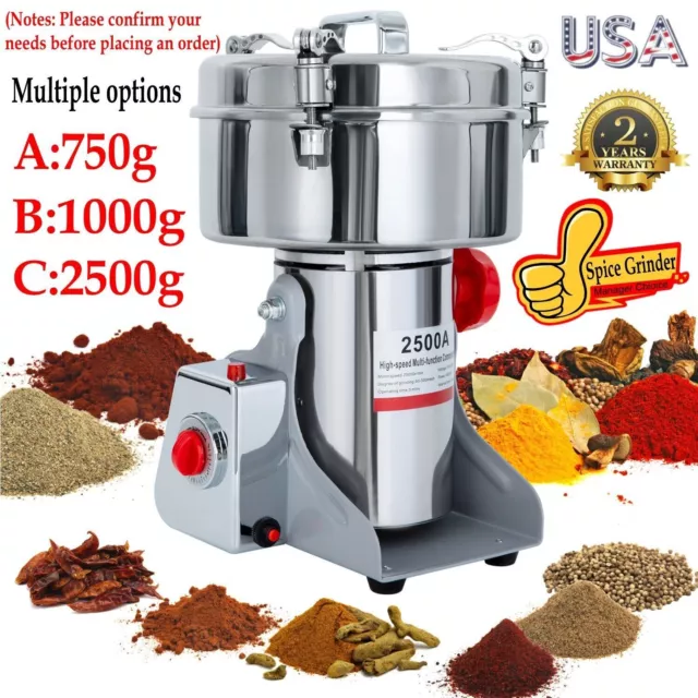 750g Commercial Spice Grinder Electric Grain Mill Grinder High Speed Pulverizer