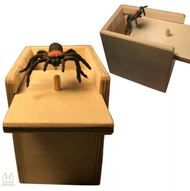 SPIDER ATTACK Practical Joke Scare Box Prank Fun Gag Party Gift Handmade in USA