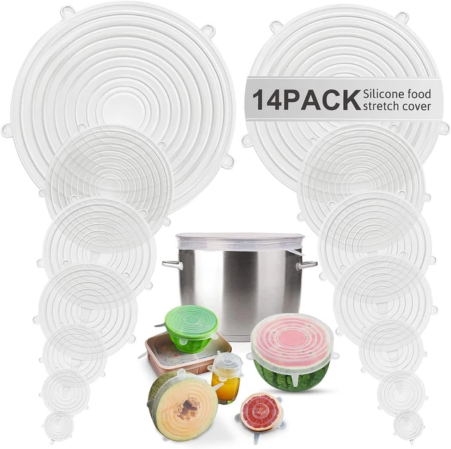 14 PIEZAS tapas elásticas de silicona, 8 tamaños diferentes tapas de silicona reutilizables incluyen XX