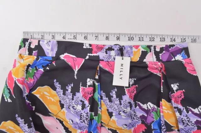 Milly NWT Floral Pleated Katie Skirt Size 10 in Black/Multi 2