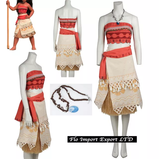 Vaiana Vestito Carnevale Donna Bambina Cosplay Dress Moana Costume VAIDR02 - B